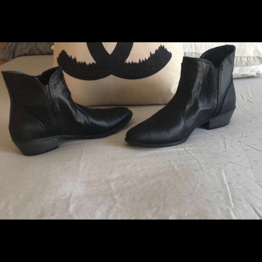 Black calf hair Chelsea booties